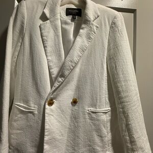 Banana Republic Cream Textured Double-Breasted Blazer